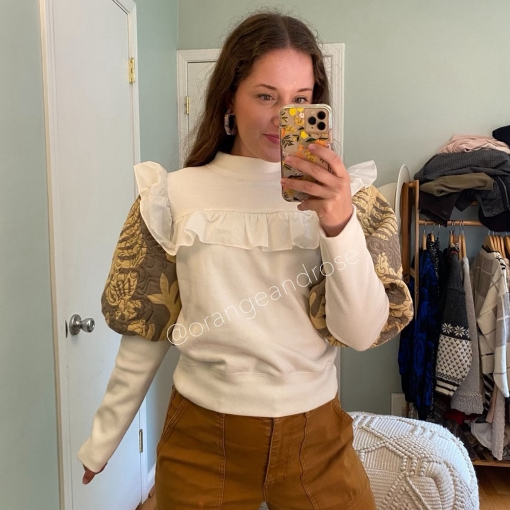 Sea New York Quilted White Puff Sweatshirt Small